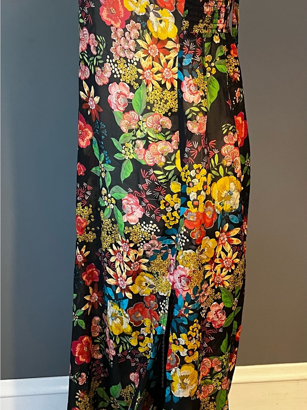 Johnny Was Black Maxi Dress with Multicolor Floral Print - Picture 7 of 9